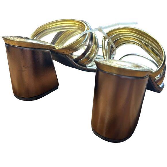 Revolve FARM RIO Block Heel Slide Sandal in Gold & Silver NWOT Size US 8 - Picture 7 of 13